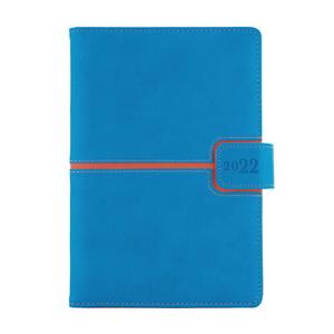 Kalendarz książkowy MAGNETIC tygodniowy z notesem A5 2022 CZ/SK - niebieski/pomarańczowy