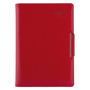 Kalendarz książkowy METALIC tygodniowy A5 2027 polski - czerwony