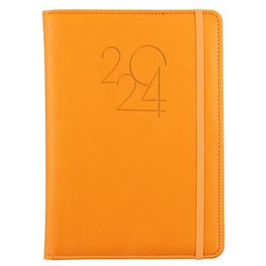 Kalendarz książkowy POLY tygodniowy z notesem A5 2024 CZ/SK - pomarańczowy
