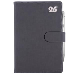 Kalendarz książkowy SPLIT CRYSTAL dzienny A5 2026 słowacki - szary