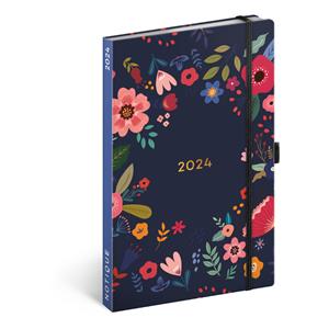 kalendarz książkowy tygodniowy 2024 A5 Kwiat niebieski