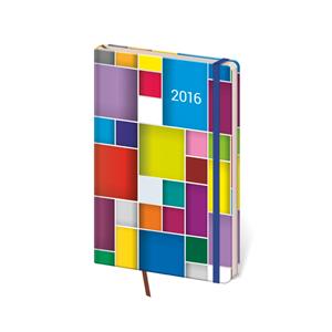 Kalendarz książkowy tygodniowy kieszonkowy Vario 2016 z gumką - Cube
