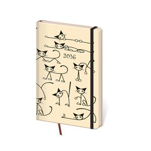 Kalendarz książkowy tygodniowy kieszonkowy Vario 2016 z gumką - Kitten