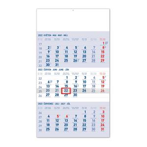 Kalendarz ścienny 2022 3-miesięczny standard - niebieski CZ
