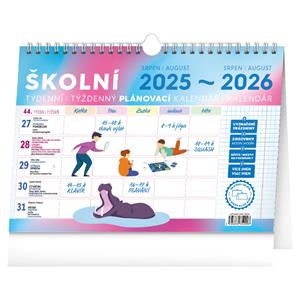 Kalendarz ścienny i biurkowy 2026 Planer szkolny z haczykiem