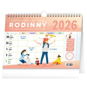 Kalendarz ścienny i biurkowy 2026 Tygodniowy planer rodzinny z haczykiem