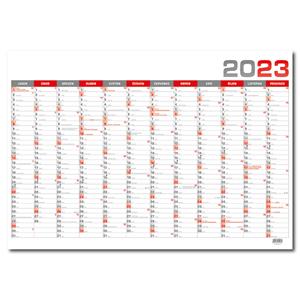 Kalendarz ścienny roczny 2023 B1 - czerwony