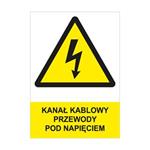 KANAŁ KABLOWY PRZEWODY POD NAPIĘCIEM - znak BHP, naklejka A4