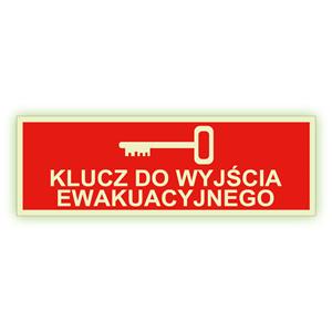 Klucz do wyjścia ewakuacyjnego - fotoluminescencyjny znak, płyta PVC 2 mm 150x50 mm