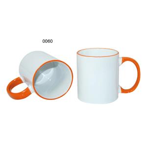 Kubek ceramiczny CERAMIC DESIGN - biały/pomarańczowy