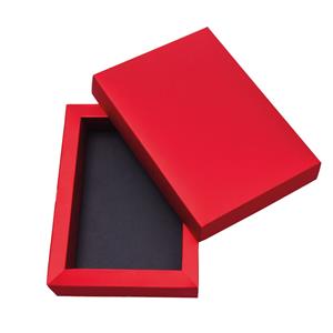 Luksusowe papierowe pudełko z wiekiem 143 x 200 x 30 mm - czerwony/czarny 360 g/m2 MODEL 001