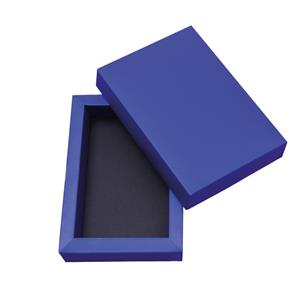 Luksusowe papierowe pudełko z wiekiem 143 x 200 x 30 mm - niebieski/czarny 360 g/m2 MODEL 001