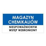 MAGAZYN CHEMIKALIÓW, niebieski - płyta PVC 1 mm 190x90 mm