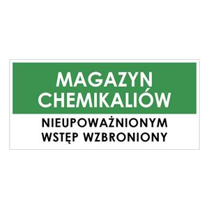 MAGAZYN CHEMIKALIÓW, zielony - naklejka 190x90 mm