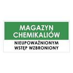 MAGAZYN CHEMIKALIÓW, zielony - płyta PVC 1 mm 190x90 mm
