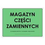 MAGAZYN CZĘŚCI ZAMIENNYCH, naklejka 297x210 mm