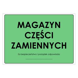 MAGAZYN CZĘŚCI ZAMIENNYCH, płyta PVC 1 mm, 297x210 mm