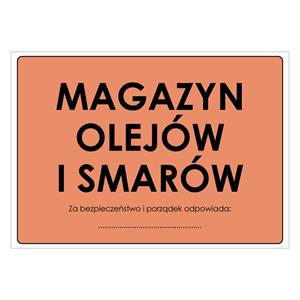 MAGAZYN OLEJÓW I SMARÓW, płyta PVC 2 mm, 297x210 mm