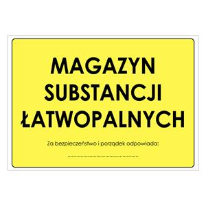 MAGAZYN SUBSTANCJI ŁATWOPALNYCH, płyta PVC 2 mm, 297x210 mm