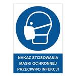 NAKAZ STOSOWANIA MASKI OCHRONNEJ PRZECIWKO INFEKCJI - znak BHP, 2 mm płyta PVC A4