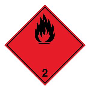 Nebezpečenstvo požiaru horľavé plyny č.2 čierny symbol, plast 1 mm,100x100 mm