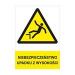 NIEBEZPIECZEŃSTWO UPADKU Z WYSOKOŚCI - znak BHP, płyta PVC A4, 2 mm
