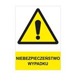 NIEBEZPIECZEŃSTWO WYPADKU - znak BHP, płyta PVC A4, 0,5 mm