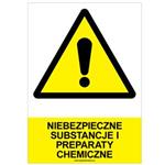 NIEBEZPIECZNE SUBSTANCJE I PREPARATY CHEMICZNE - znak BHP, płyta PVC A4, 0,5 mm