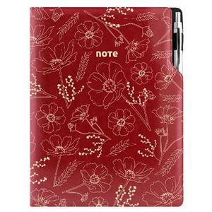 Notes DESIGN A4 czysty - bordo - kwiaty