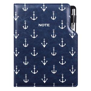 Notes DESIGN A5 kratkowany - niebieski - marynarski - kotwice