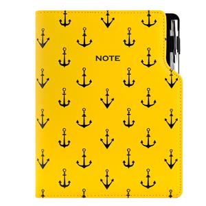 Notes DESIGN A5 kratkowany - zółty - marynarski - kotwice