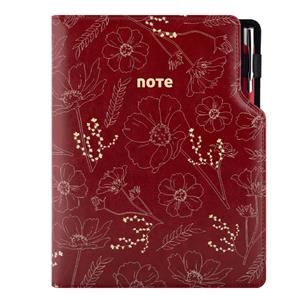 Notes DESIGN A5 liniowany - bordo - kwiaty