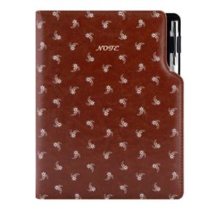 Notes DESIGN A5 liniowany - brązowy - biały kwiat