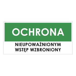 OCHRONA, zielony - naklejka 190x90 mm