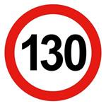 Ograniczenie prędkości pojazdu 130 km, znak BHP, 0,5 mm płyta PVC - okrąg 10 cm