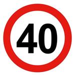 Ograniczenie prędkości pojazdu 40 km, znak BHP, naklejka - okrąg 10 cm