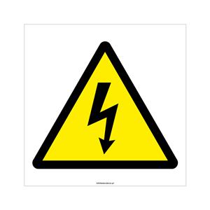 OSTRZEŻENIE PRZED NAPIĘCIEM ELEKTRYCZNYM - SYMBOL, płyta PVC 1 mm 210x210 mm