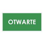 OTWARTE, zielony - naklejka 190x90 mm