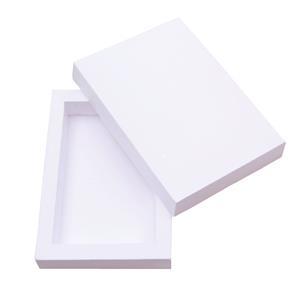 Papierowe pudełko z wiekiem 143 x 200 x 30 mm - biały błysk 350 g/m2 MODEL 001