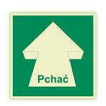 Pchać - fotoluminescencyjny znak, płyta PVC 1 mm 100x100 mm