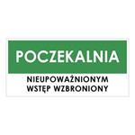 POCZEKALNIA, zielony - płyta PVC 1 mm 190x90 mm