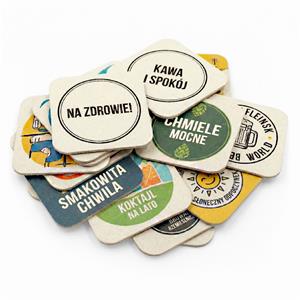 Podkładki pod piwo, papierowe, kwadratowe, 93 mm x 93 mm, nadruk jednostronny - na zamówienie