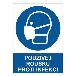 Používej roušku proti infekci - bezpečnostní tabulka, samolepka A4