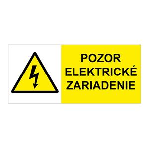 Pozor Elektrické zariadenie! - bezpečnostná tabuľka, plast 0,5 mm, 90 x 40 mm