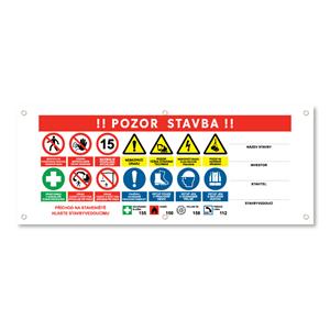 POZOR STAVBA 3 bezpečnostní banner - 100x40 cm