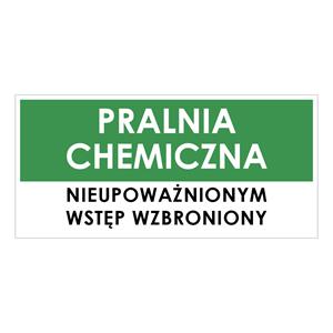 PRALNIA CHEMICZNA, zielony - naklejka 190x90 mm