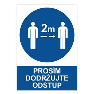 Prosím dodržujte odstup - bezpečnostná tabuľka, samolepka A4