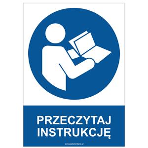 PRZECZYTAJ INSTRUKCJĘ - znak BHP, płyta PVC A4, 0,5 mm