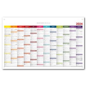 Ścienna mapa planer 2024 CZ z oczkami na zawieszenie - 63 x 100 cm - kolorowy