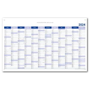 Ścienna mapa planer 2024 CZ z oczkami na zawieszenie - 63 x 100 cm - niebieski